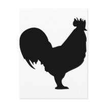 black rooster icon postcards