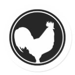 black rooster icon round stickers