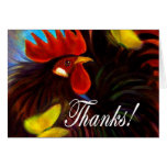 Black Rooster Playing With Butterflies Painting