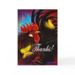 Black Rooster Playing With Butterflies Painting