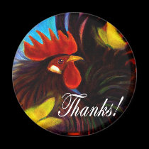 Black Rooster Playing With Butterflies Painting magnets by JUDERM Black Rooster Playing With Butterflies Painting magnets
