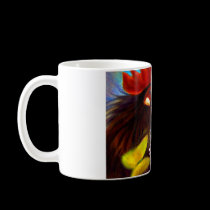 Black Rooster Playing With Butterflies Painting mugs