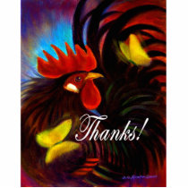 Black Rooster With Butterfly Painting Cut Out
