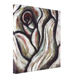 Black Rose Bud Abstract Flower Painting Decorator Stretched Canvas Prints