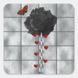 Black Rose Of Love Square Sticker