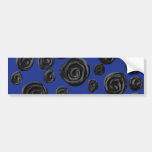 Black Rose Pattern, on Deep Blue. Bumper Stickers