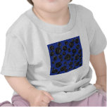 Black Rose Pattern, on Deep Blue. T-shirt