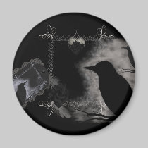 Black Rose Ravens Magnet magnets