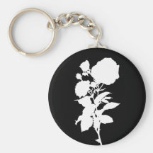 Black Rose Silhouette Keychain