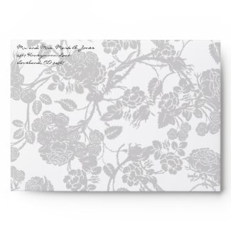 Black Roses Flower Swirl Wedding Envelopes envelope