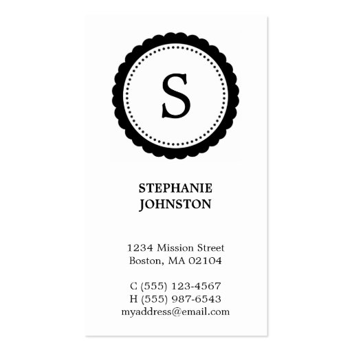 Black rosette monogram elegant personal calling business card