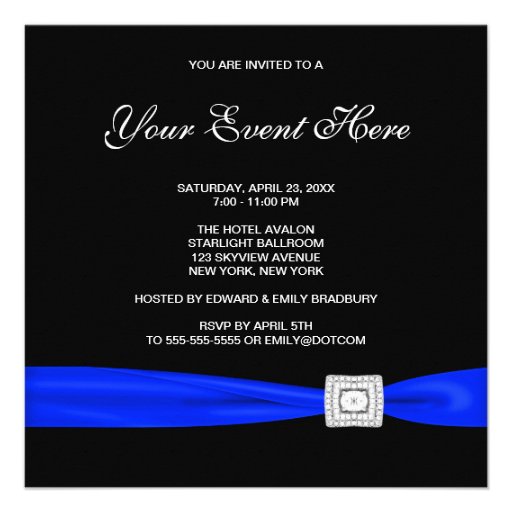 Black Royal Blue All Occasion Invitation Template