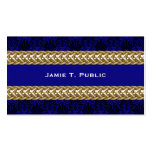 Black Royal Blue Damask Gold Chain Business Cards