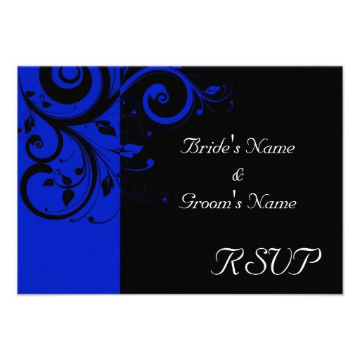 Black/Royal Blue Reverse Swirl Wedding Personalized Announcement