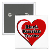 Black Russian Terrier Dog on Heart Buttons