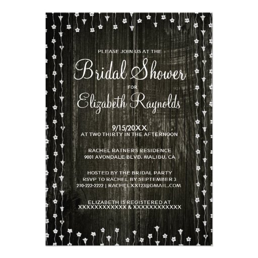 Black Rustic Country Bridal Shower Invitations