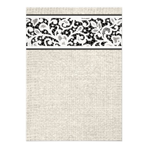 Black Rustic Country Burlap Wedding Invitations