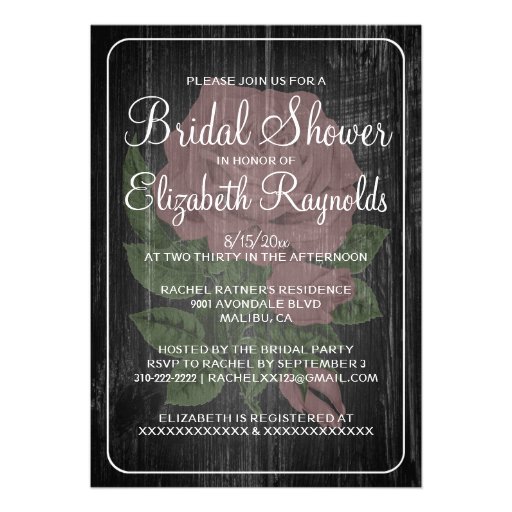 Black Rustic Floral Bridal Shower Invitations