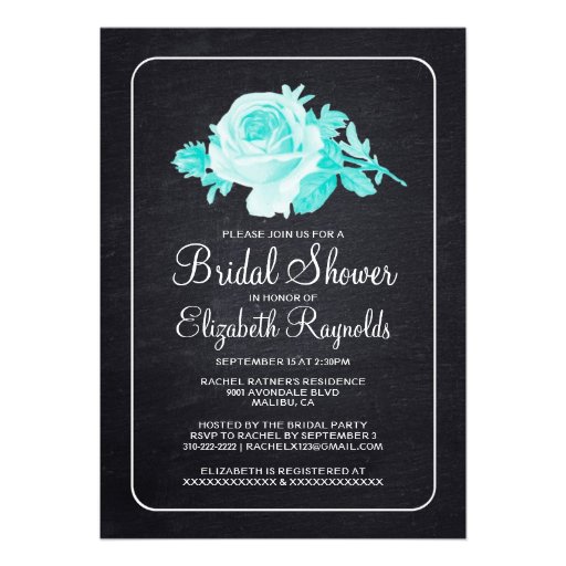 Black Rustic Floral Bridal Shower Invitations