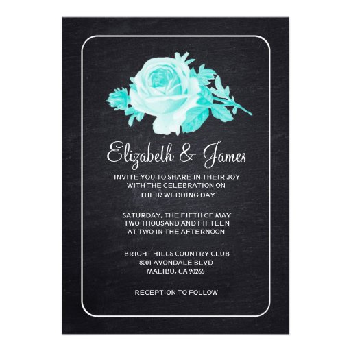 Black Rustic Floral/Flower Wedding Invitations