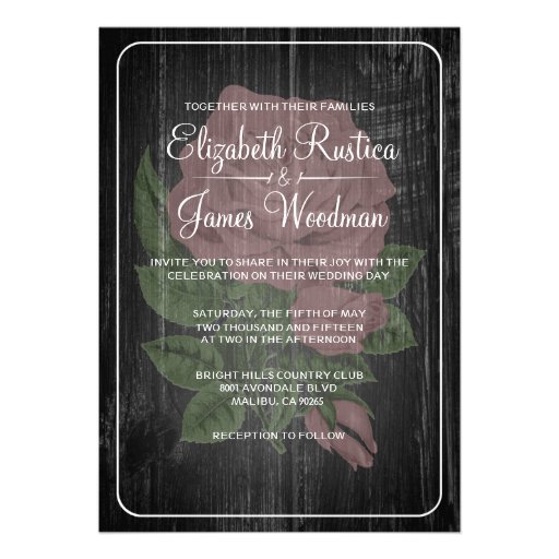 Black Rustic Floral Wedding Invitations