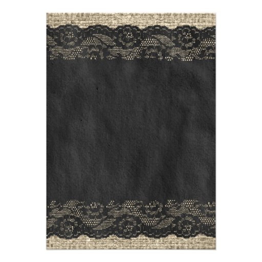 Black Rustic Lace Wedding Invitations