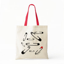 Black safety pin art tote bag