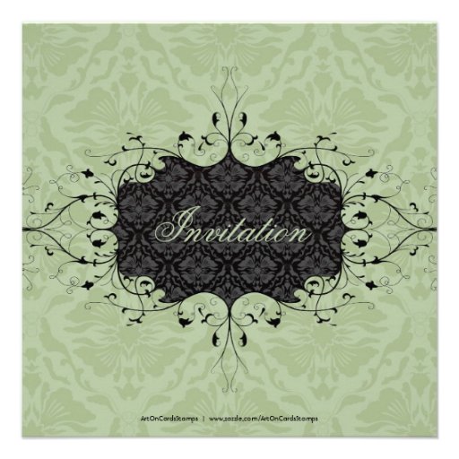 Black & Sage-Green Elegant Bridal Shower Invite