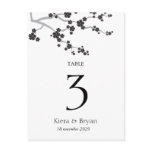 Black Sakura Cherry Blossoms Zen Table Number Card postcards