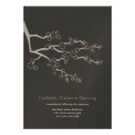 Black Sakura Cherry Blossoms Zen Wedding Reception Invitations