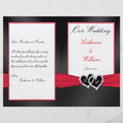 Black Satin Pleasts with Hearts Wedding Program 8.5" X 11" Flyer