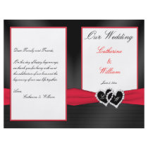 Black Satin Pleasts with Hearts Wedding Program Flyer