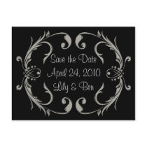 Black Save the Date Card postcards by JuJuGarden Black Save the Date Card postcards
