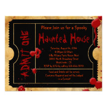 Black Scary Blood Splatter Ticket Invitations