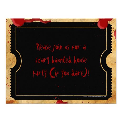 Black Scary Blood Splatter Ticket Invitations