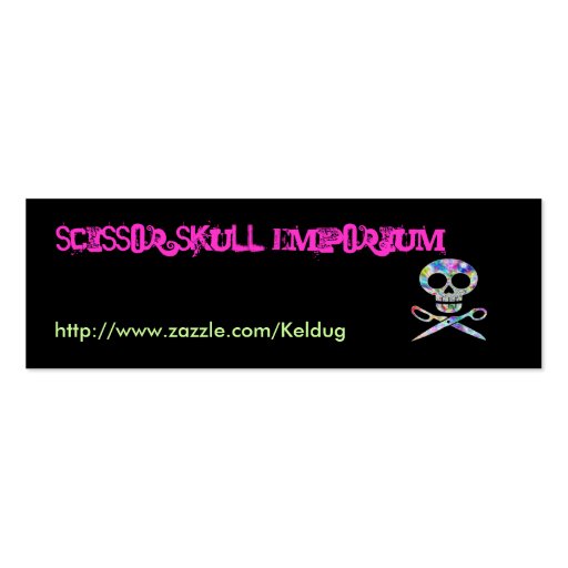 Black Scissor Skull Profile Card Business Cards (front side)