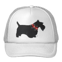 Black Scottish Terrier Holiday Collar Trucker Hat
