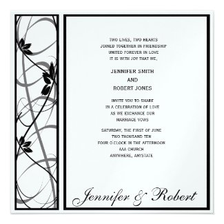 Black Scroll Border Wedding Invitation