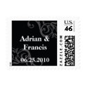 Black scroll save the date wedding postage stamps stamp
