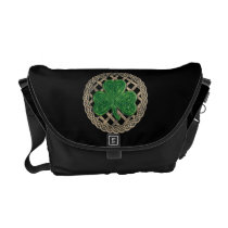 Black Shamrock And Celtic Knots Messenger Bag