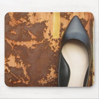 Black Shoe On Rust Mousepad
