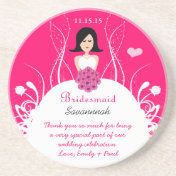 Black Side Part Bridesmaid Wedding Gown Coaster