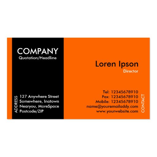 Black SideBand - Orange Business Card (front side)