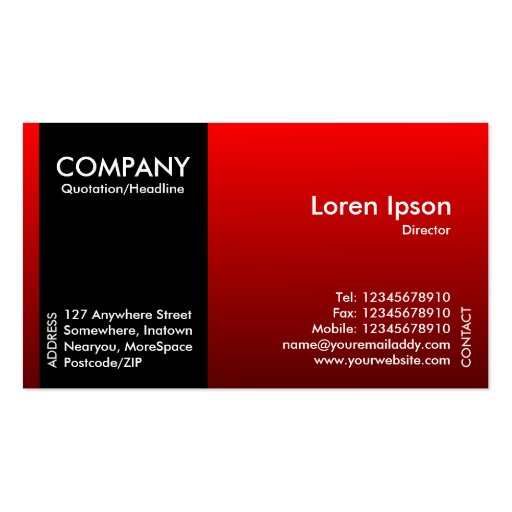Black SideBand - Red Shaded Business Card Templates (front side)