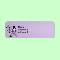 Black Silhouette Abstract Scroll Flowers Purple labels