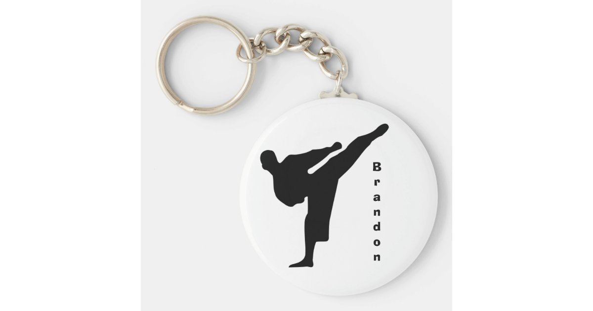 Black Silhouette Karate Keychain Zazzle