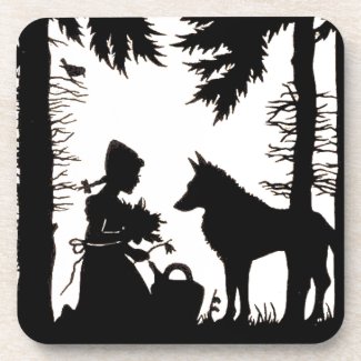 Black Silhouette Red Riding Hood Wolf Woods