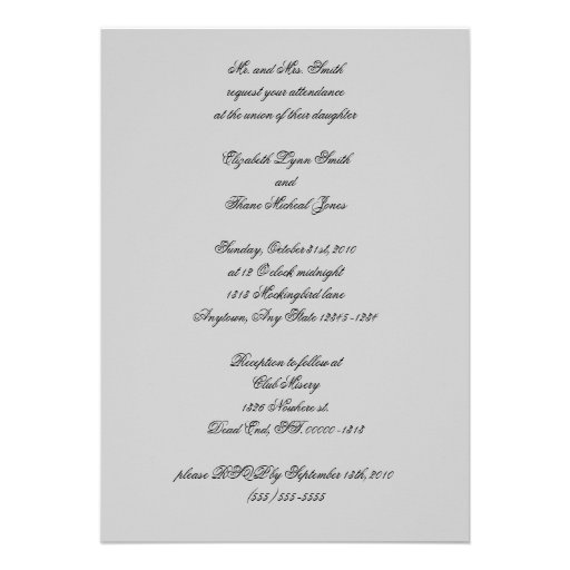Black Silk and Parchment Goth Wedding Custom Invitation