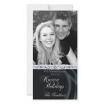 Black Silk Happy Holiday Silver Photo Card