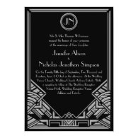 Black Silver Art Deco Gatsby Style Wedding Invites